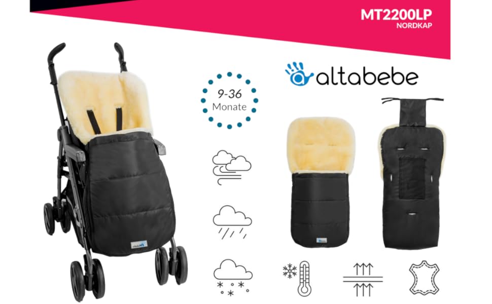 Зимовий конверт-муфта Altabebe Nordkap з овечої шерсті для дитячого візка, 12-36 місяців, бежевий