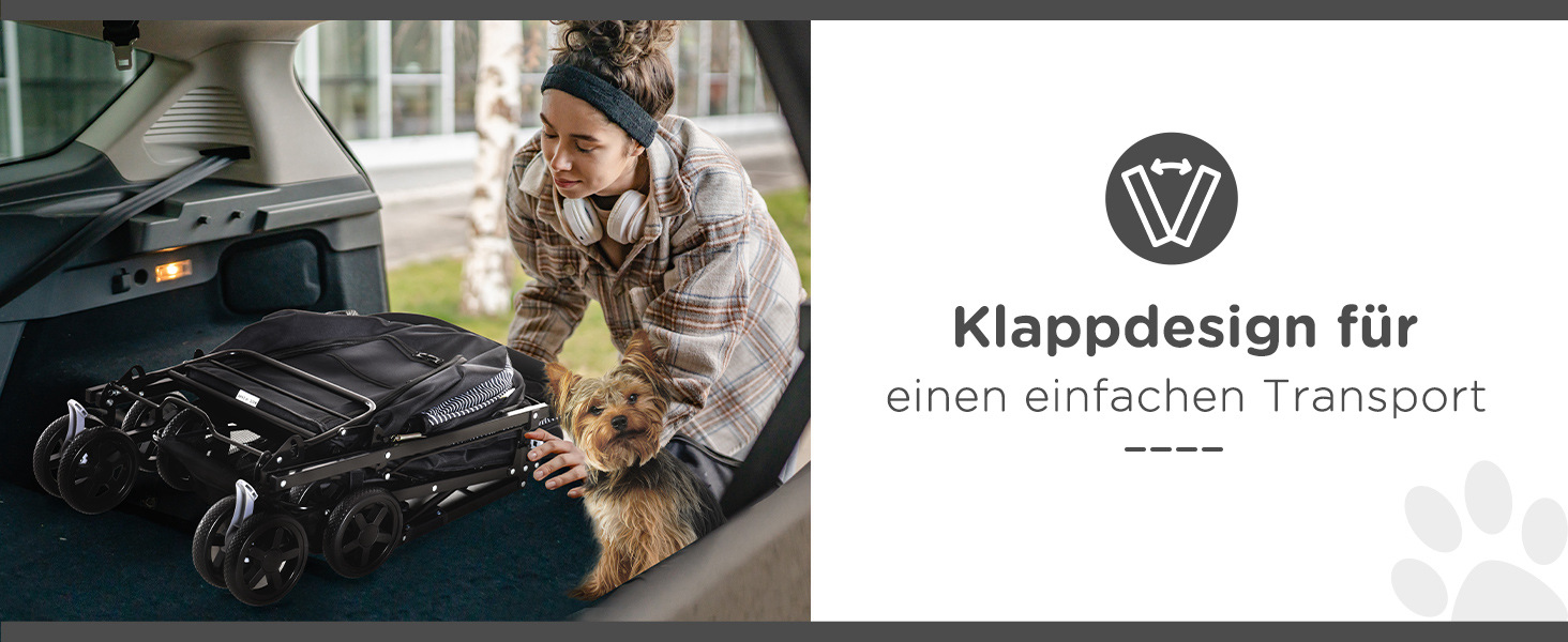 Візок для тварин PawHut - прогулянковий візок для собак та котів, чорний, 76.5 x 52 x 95 см