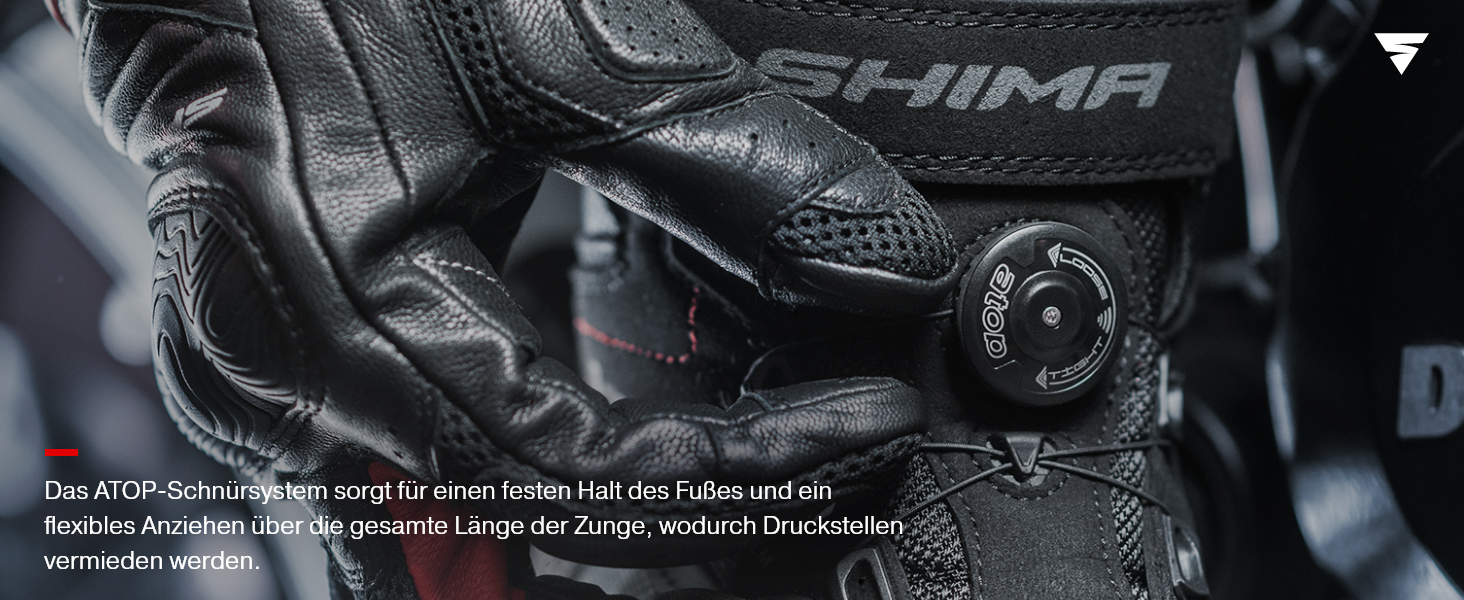 Мотоциклетні черевики SHIMA EXO для чоловіків з шкіри, застібка ATOP, захист, підошва з антиковзанням, підтримка щиколотки, чорні, 44 (43 EU)