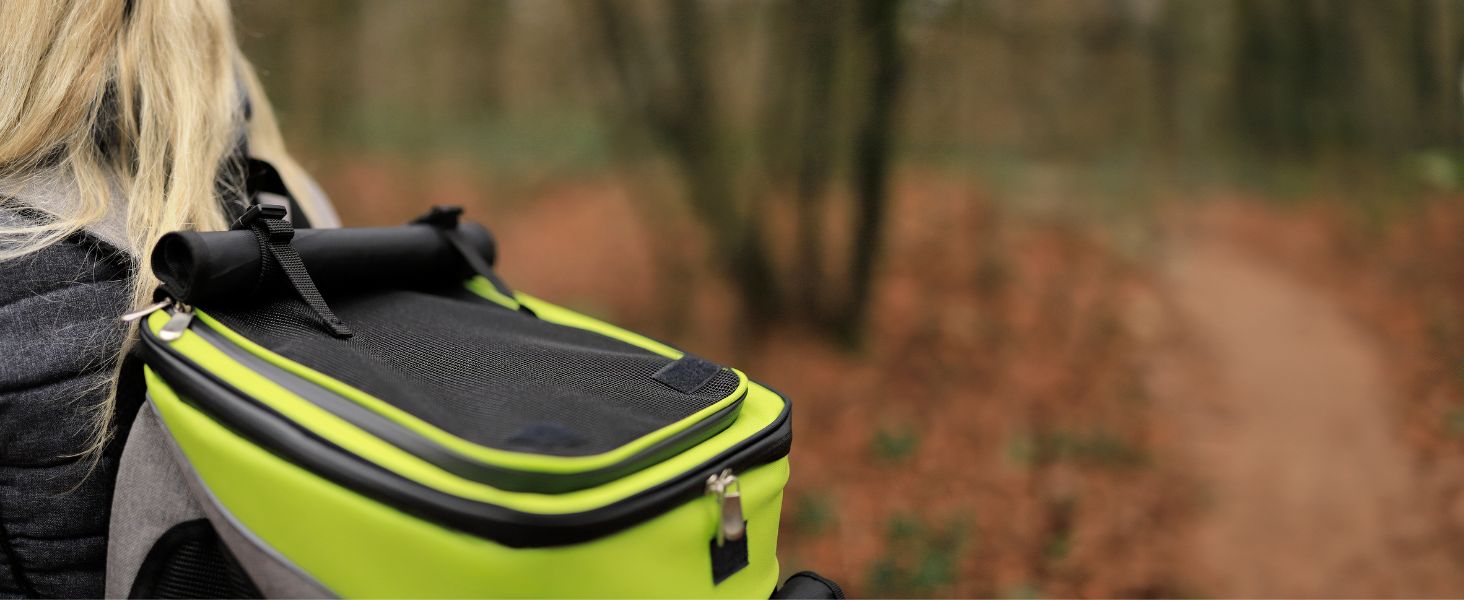 Сумка-рюкзак для транспортування котів Lionto, 34x30x42 см, сіра/зелена