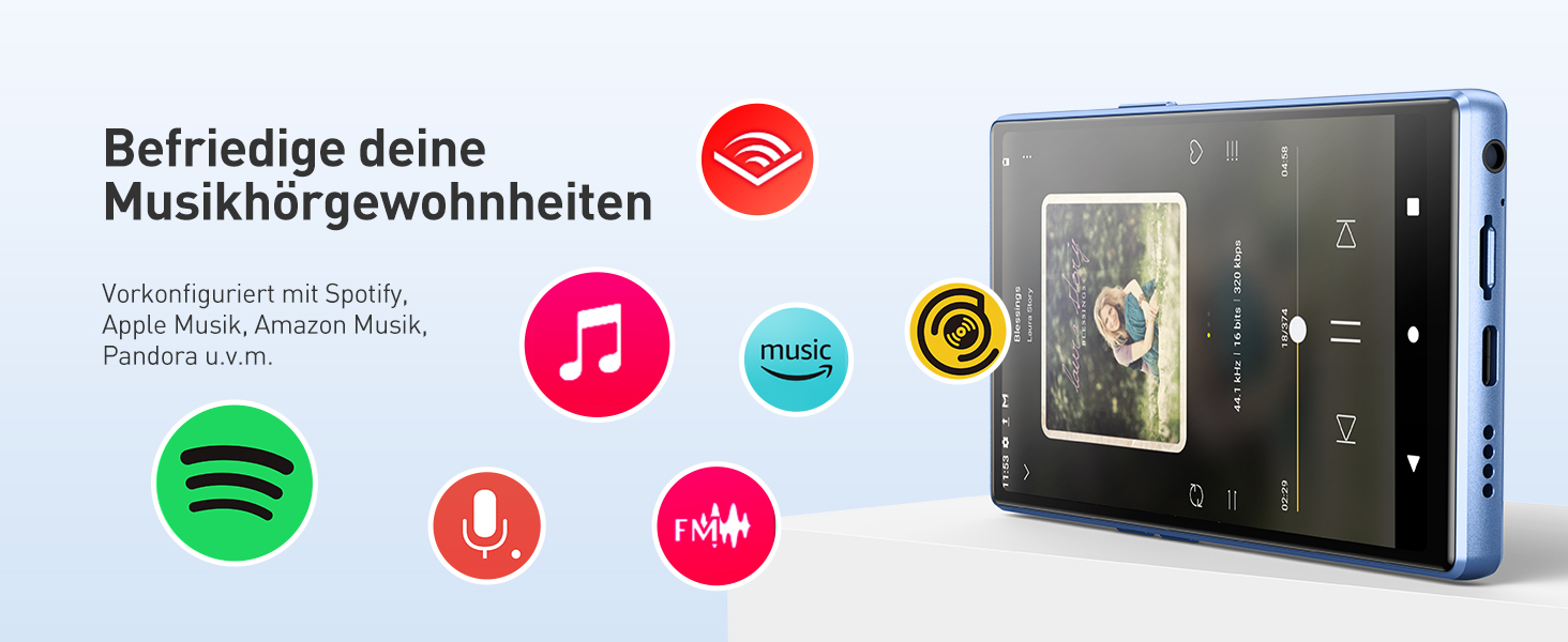 MP3 плеєр AGPTEK з Bluetooth та Wi-Fi, 5