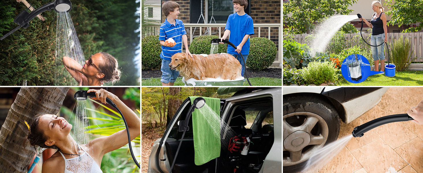 Портативна кемпінгова душ з акумулятором 6000mAh, з насосом та індикатором температури, набір для кемпінгу, відпочинку на природі, миття авто, пляжу, подорожей, для тварин, білий