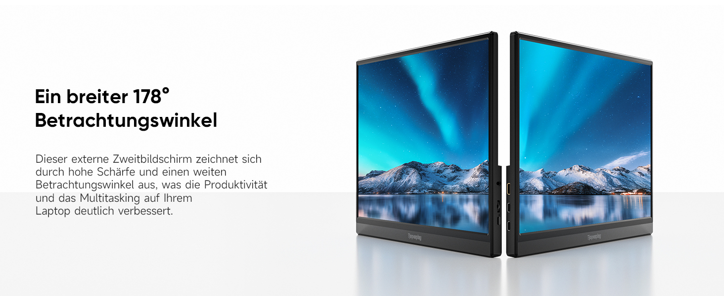 Портативний монітор 15.6 дюймів, 1080P FHD з підставкою, IPS екран з динаміками, тонкий додатковий монітор для ноутбука/ПК/Mac/PS4/Switch, USB-C/HDMI