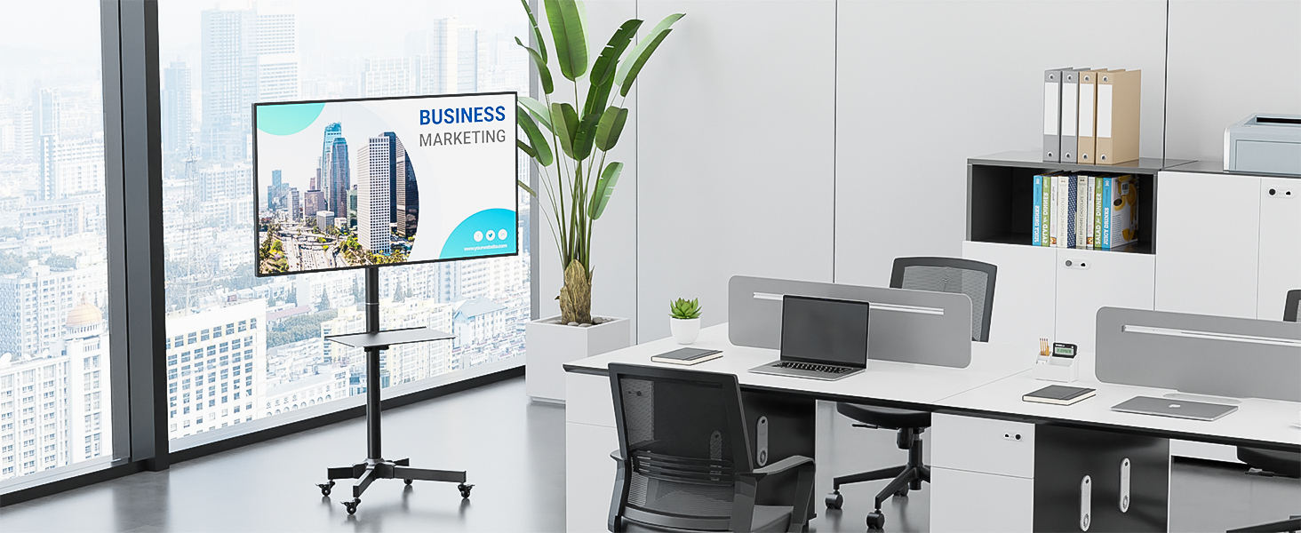 Підставка для телевізора BONTEC на коліщатках для Plasma/LCD/LED телевізорів 23-60 дюймів, регульована по висоті, з підсвічуванням та немаркими колесами, VESA до 400x400, до 40 кг, чорний