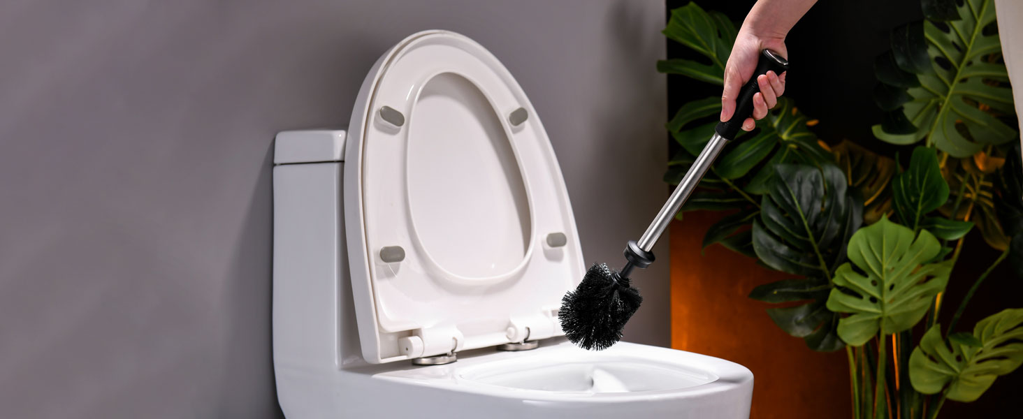 Набір для чищення унітазу SimpleTome: щітка з швидким висиханням та тримач з нержавіючої сталі, чорний