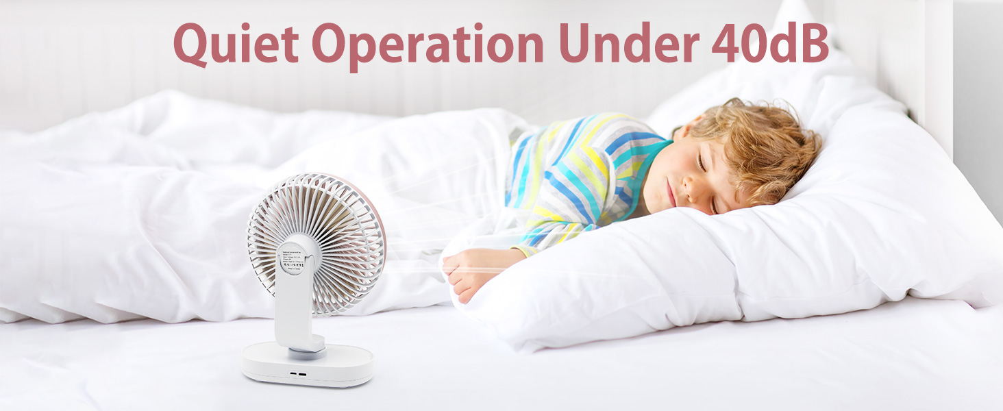 Портативний USB вентилятор на акумуляторі 4000mAh, 4 швидкості, осциляція, тихий, 16.5 см, рожеве золото