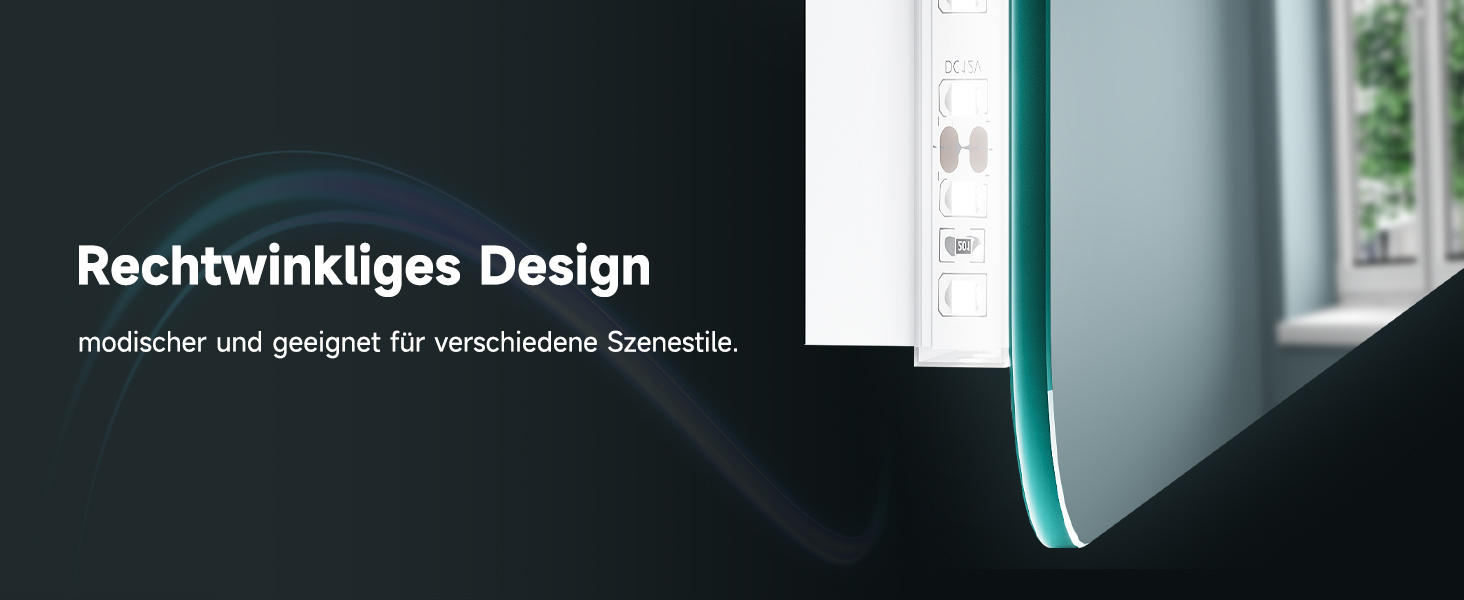 Дзеркало для ванної кімнати SONNI з підсвічуванням 120x60 см, 3 кольори світла, антизапарник, годинник, температура, LED, сенсорне управління, білий