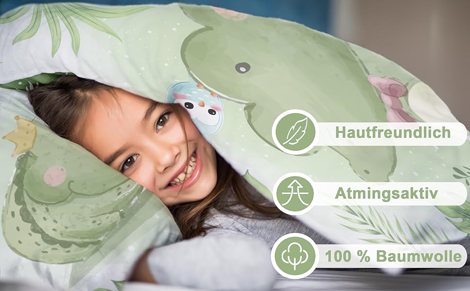 Дитяча постільна білизна CLEAVEN для ліжечка | 100% бавовна, м'яка та дихаюча | Постільна білизна для дітей, для спокійного сну | Двостороння постільна білизна для немовлят (Крокдил 016, 100x135 см)