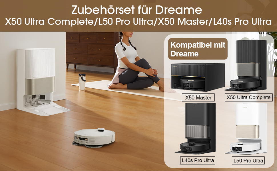 Запчастини для Dreame X30 Ultra, L10s Ultra Gen2, L40 Ultra AE, Mova E30 Ultra: комплект аксесуарів (2 основні щітки, 4 фільтри, 4 мікрофібри, 4 бічні щітки, 4 мішки для пилу)