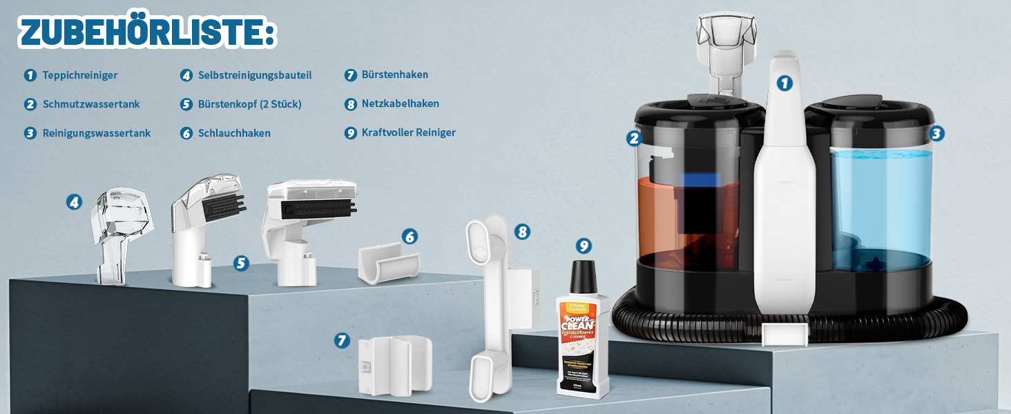 Пристрій для чищення м'яких меблів та килимів, 600W, 17kPa, миючий пилосос, з миючим засобом, компактний, для килимів, диванів, автомобільних сидінь та соф