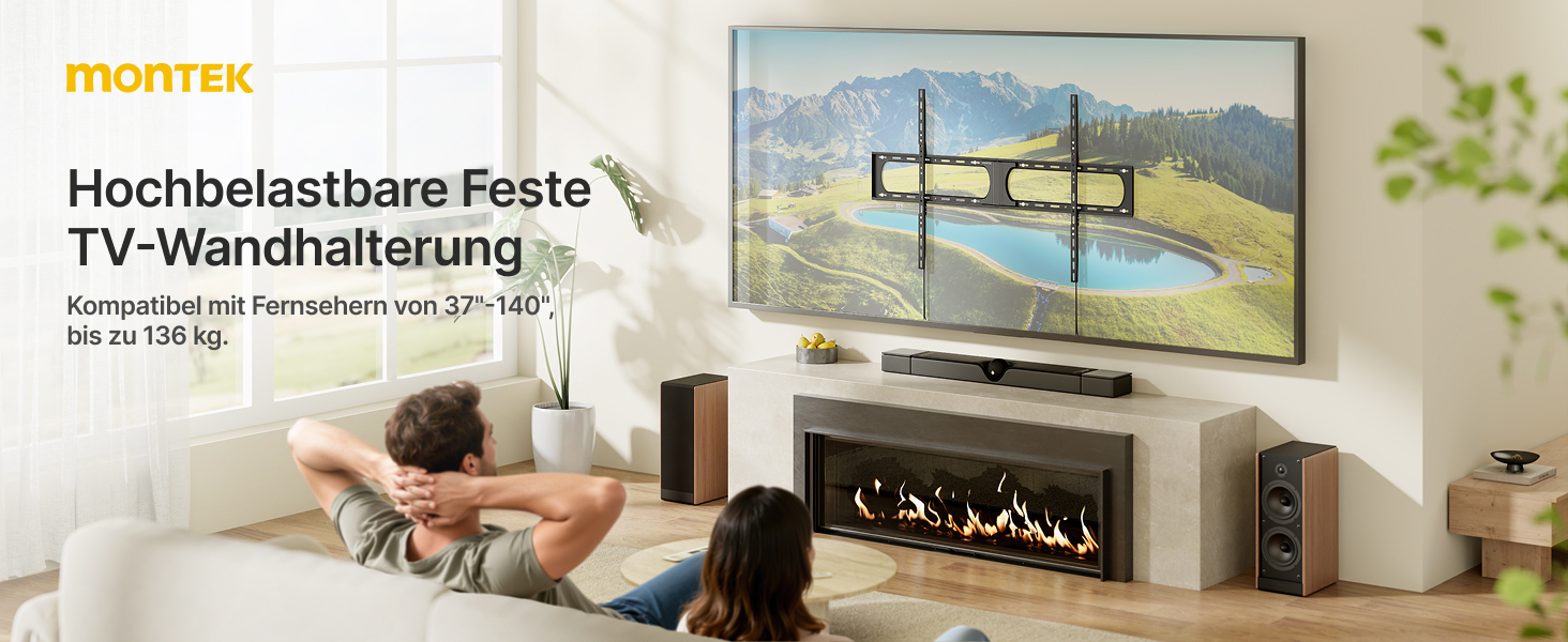 Кріплення для телевізора monTEK Heavy Duty – настінне кріплення для телевізорів 37-140 дюймів, до 136 кг, ультратонкий профіль 32 мм, сумісність з дерев'яними стійками 406/450/600 мм, VESA до 1200x800 мм