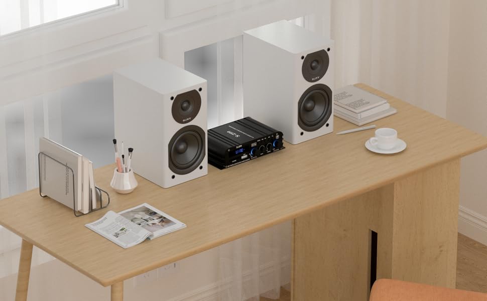 4.1-канальний підсилювач 1600W, Bluetooth 5.0, HiFi міні підсилювач для домашніх колонок 40Вт x4 + активний сабвуфер, USB/TF, MP3, пульт, 110-240V/12V, S299