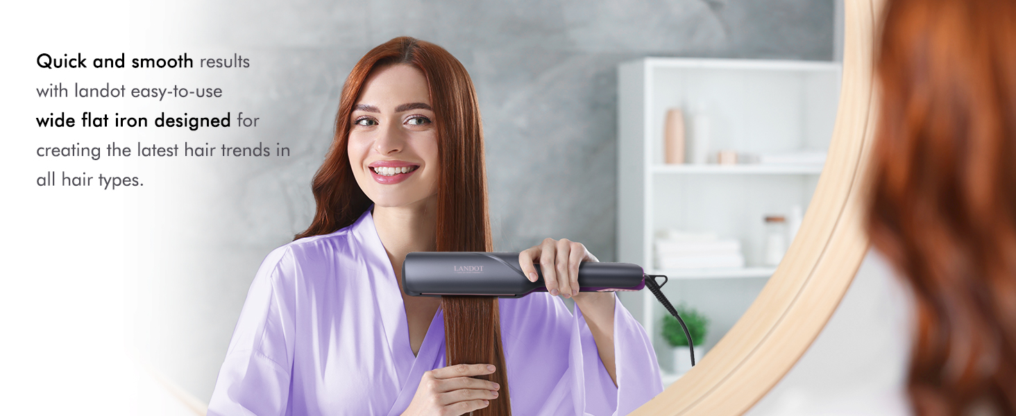 LANDOT Професійний випрямляч для волосся з керамічним покриттям 45 мм, 12 температурних режимів (120–230°C), рожеве золото, чорний