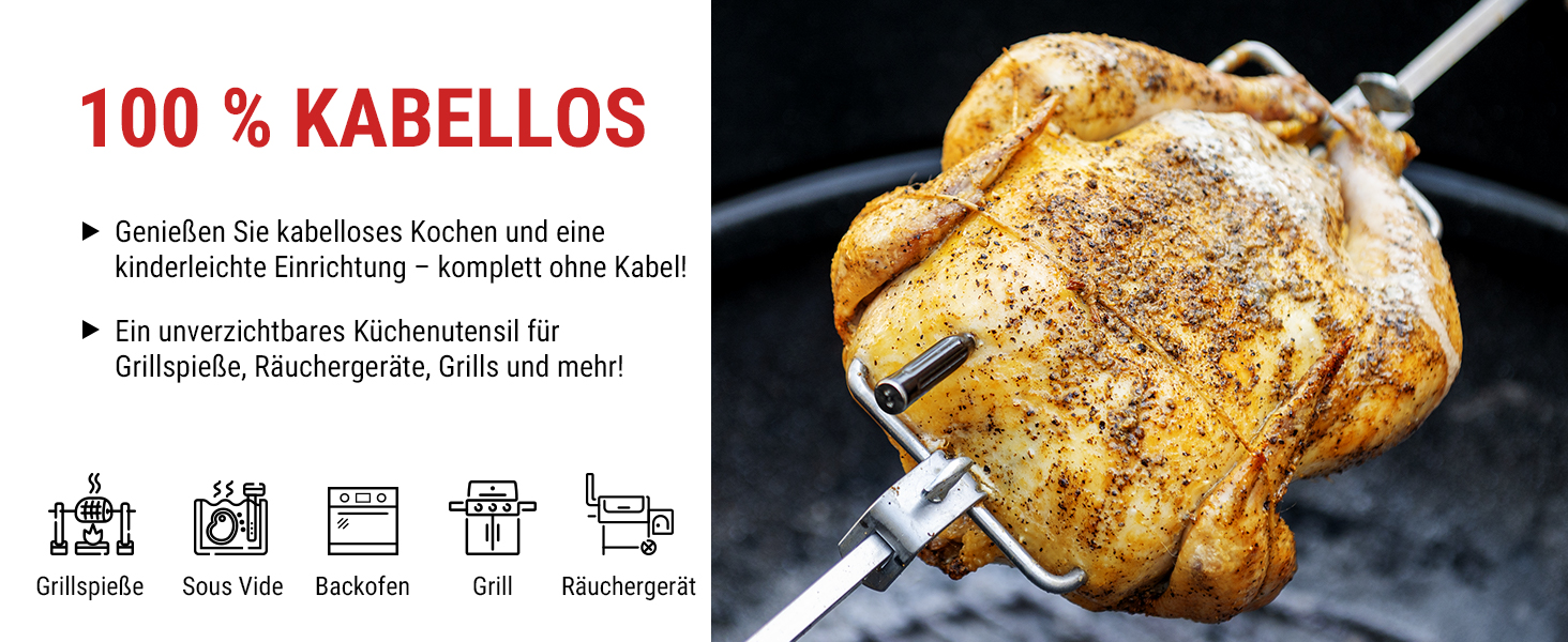 Бездротовий термометр для м'яса ThermoPro TempSpike Bluetooth 150м, IP67, для гриля, духовки, мангала, ротісерії, фритюрниці