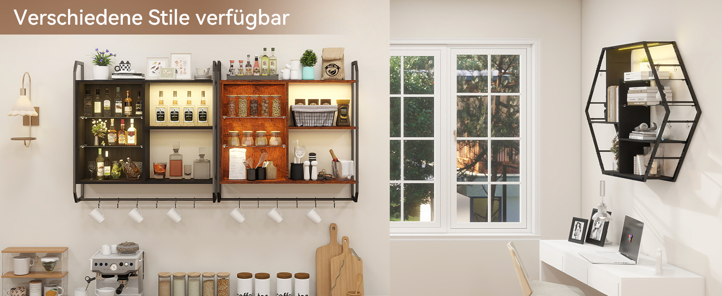 Стильне металеве виноградник на стіну з LED-підсвічуванням, 3 яруси, для бару, кухні, вітальні, ресторану, чорний, 20x80 см