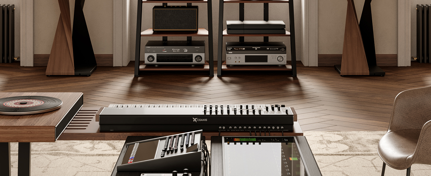 HiFi тумба FITUEYES для вінілу та аудіотехніки з полицями, 61x52x78 см - коричнева