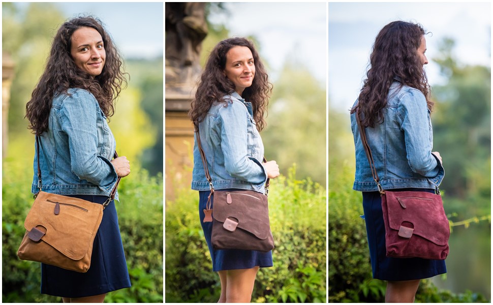 Сумка жіноча LE CONI крос-боді з натуральної замші / шкіри, зелено-коричнева, 29x29x6 см (LE3027-VL)