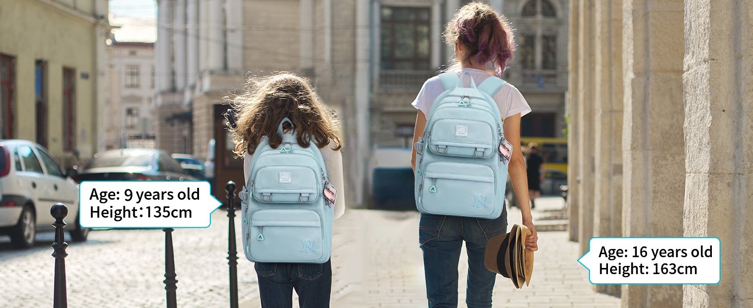 Шкільний рюкзак для дівчаток-підлітків: стильний та водонепроникний, 3-9 клас, для школи та подорожей, блакитний (8529)