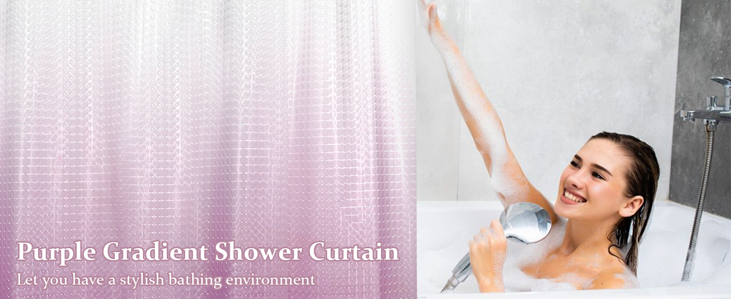 Завіса для душу LEMON CLOUD антигрибкова з вантажем та магнітом, 183x200 см, водонепроникна, антибактеріальна, PEVA, з 12 кільцями, фіолетовий