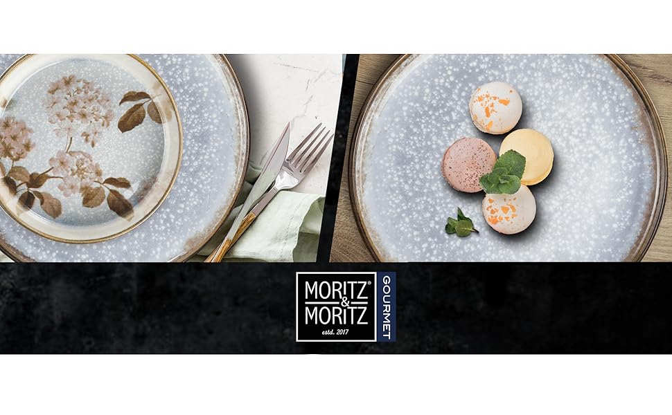 Moritz & Moritz Blossom 18-Piece Dinnerware Set - Elegant Porcelain Dinner Set for 6 - Includes Dinner Plates, Dessert Plates, and Soup Plates