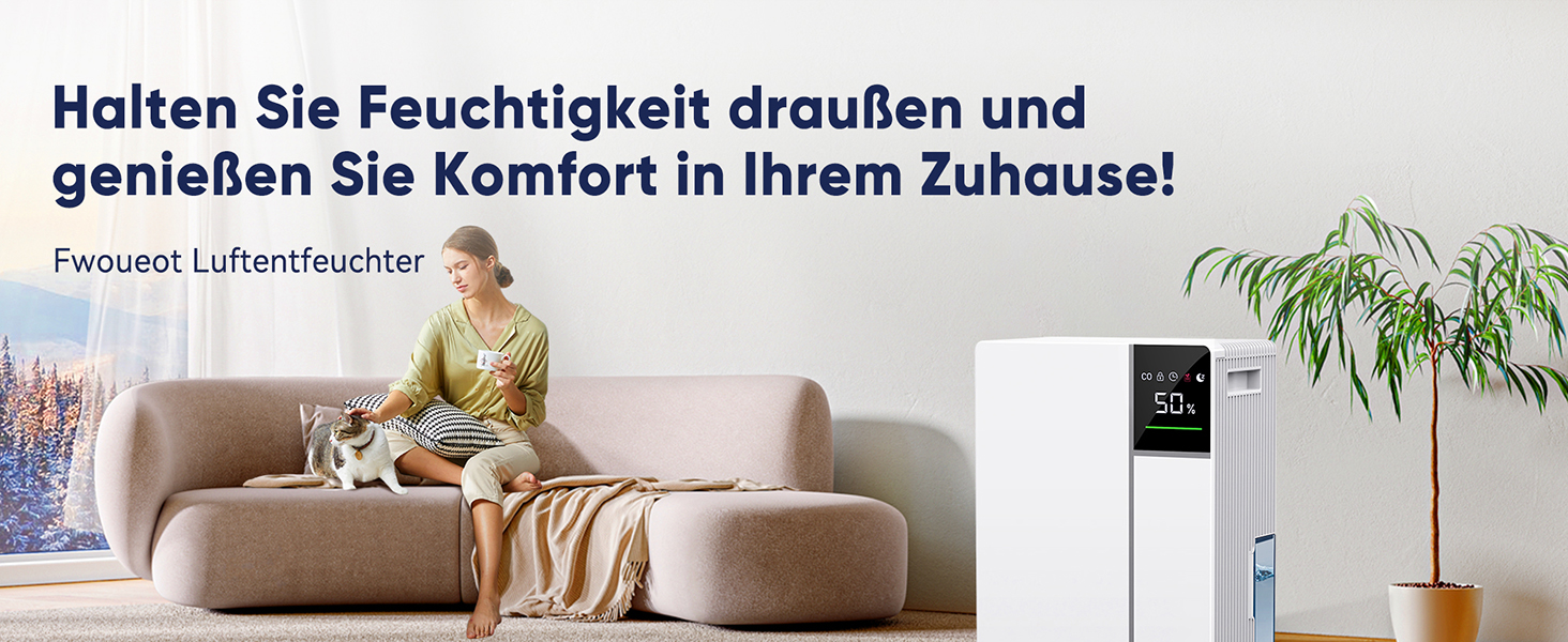 Електричний осушувач повітря Fwoueot 16L/24h для дому: осушувач з компресором для приміщень до 45 м², автоматичне відтанення, 3 режими, таймер 24 години, великий бак 2L, з колесами, для спальні