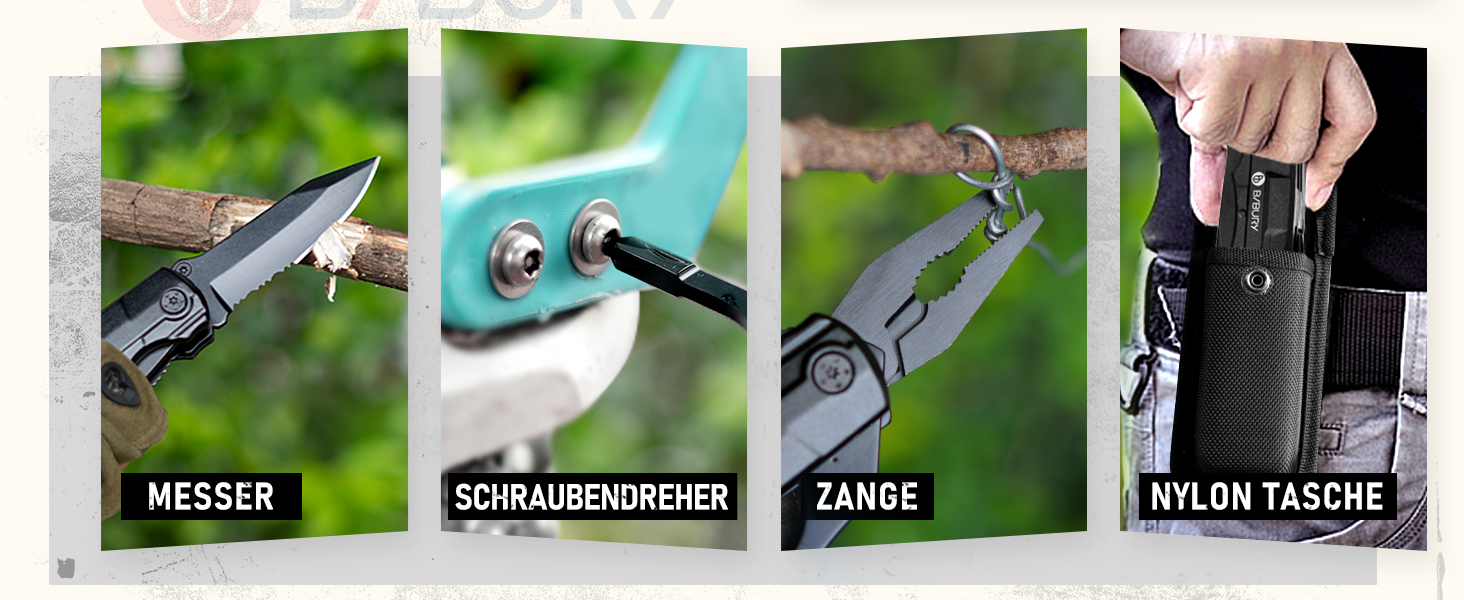 Мультитул BIBURY 5-в-1: мультиінструмент з плоскогубцями, викрутками для кемпінгу та відпочинку на природі