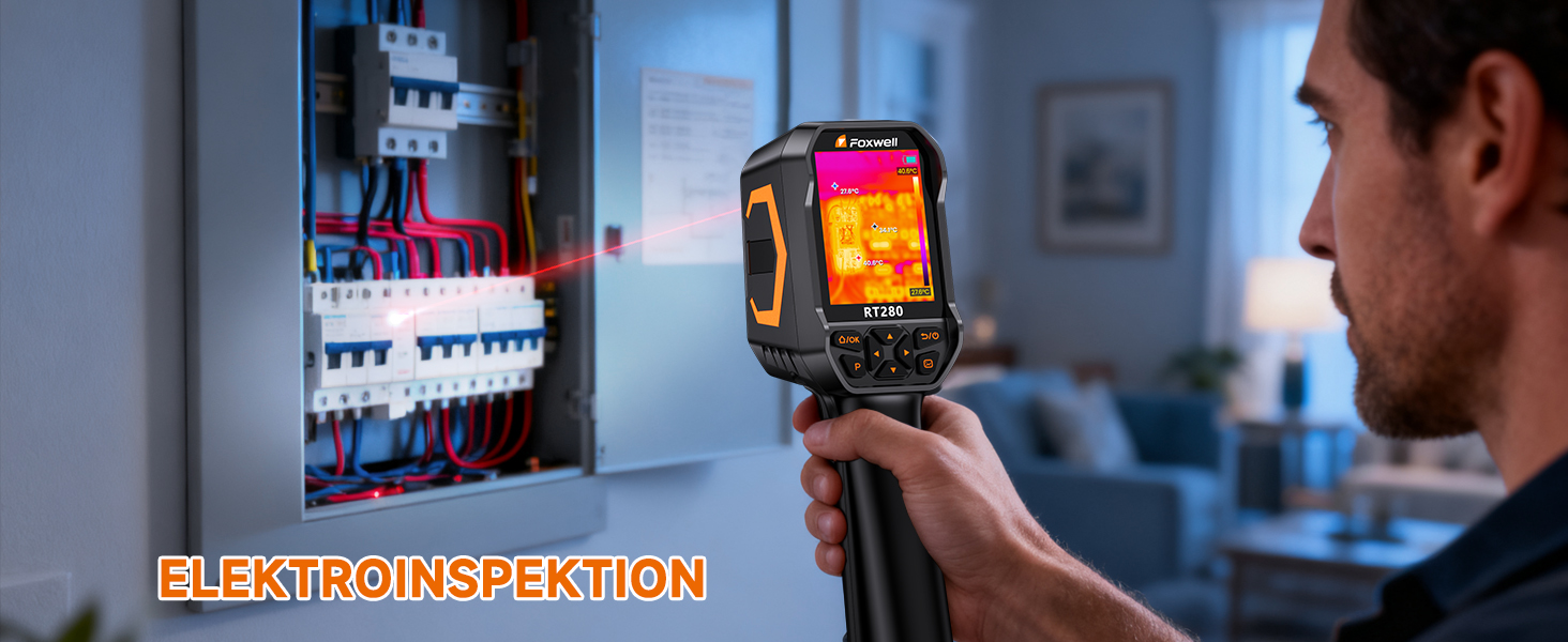 Тепловізор FOXWELL RT280: Портативна інфрачервона камера з LCD-екраном 2.8', роздільна здатність 320x240, діапазон температур -20°C до 550°C, 8GB пам'яті, функція PC-аналізу та відеозапису