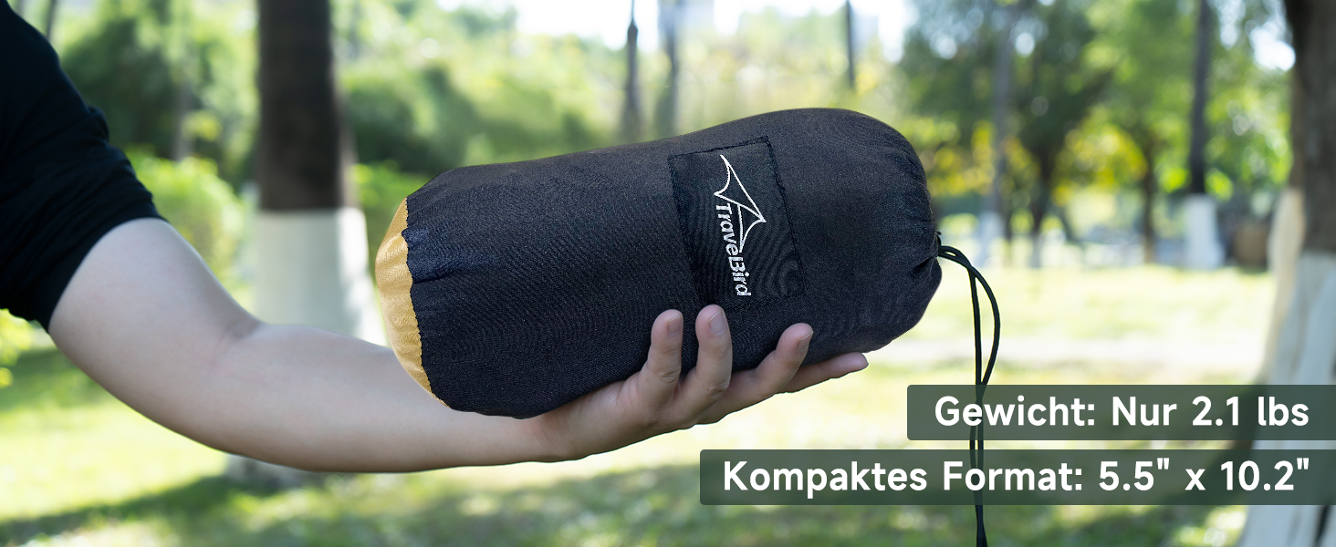 Гамак для кемпінгу з москітною сіткою та стропом, великий на 2 особи, 290 x 140 см, швидко розкладається, ультралегкий, армійний/зелений колір