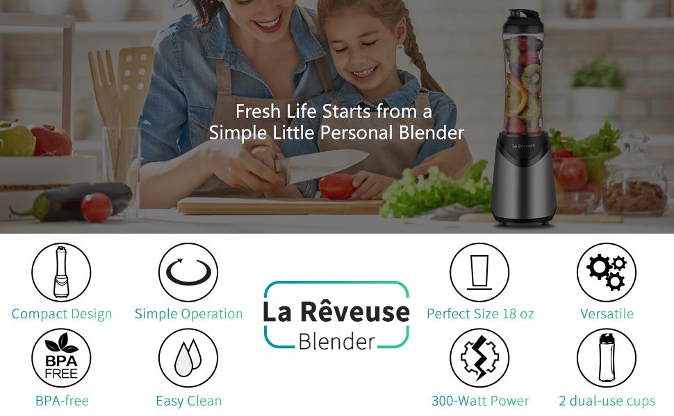 Блендер La Rêveuse Mix&Go Standmixer: компактний, електричний, рожевий, з 2 пляшками 550 мл