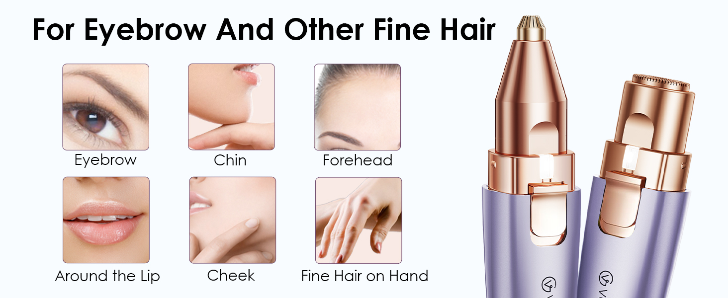 Триммер для обличчя та брів VG VOGCREST 2-в-1 з LED-підсвіткою (Рожеве золото, Фіолетовий)