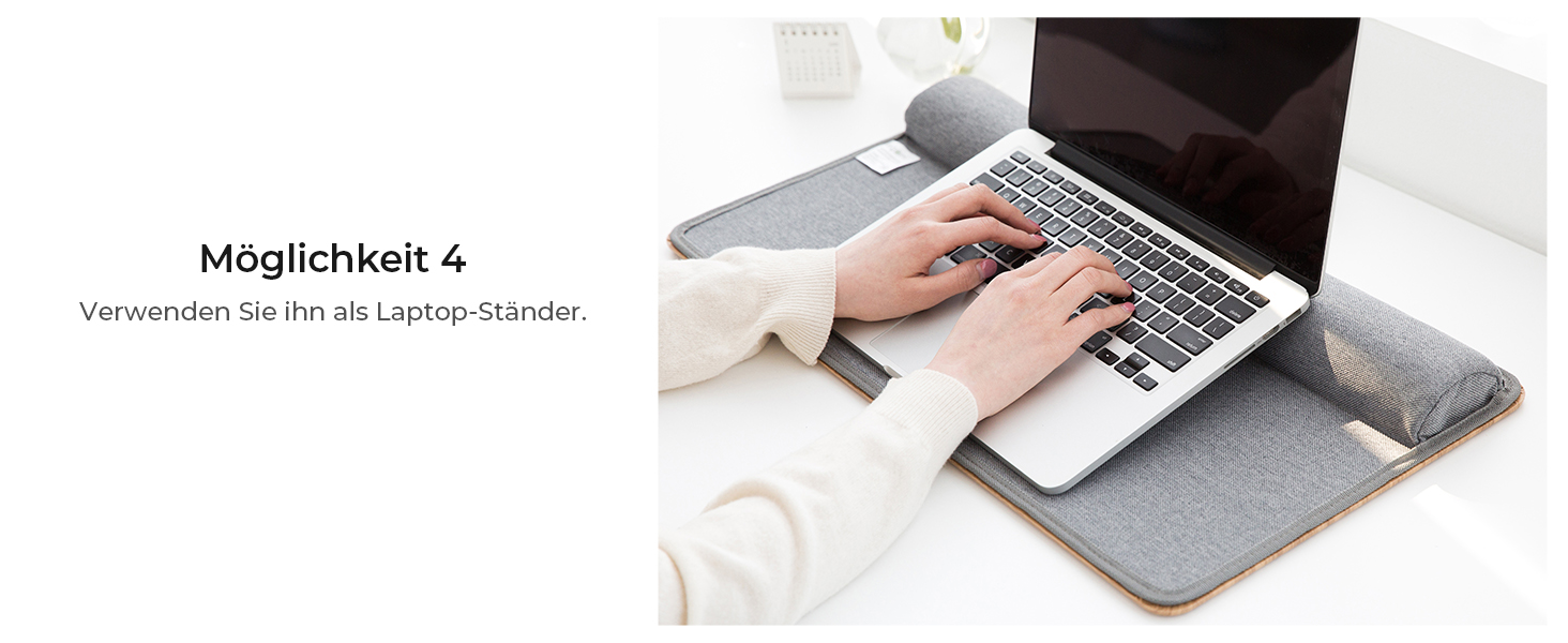 Підставка для ноутбука на колінах, Laptoptisch для дому, офісу, ліжка, дивану – дерев'яний дизайн, розмір L (30.5 x 57 x 4.5 см)