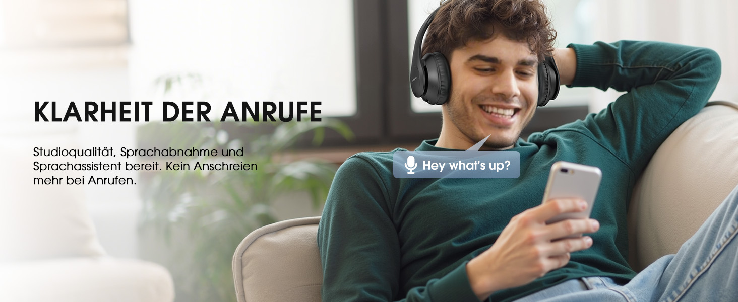 Бездротові навушники Uliptz Over-Ear Bluetooth з 65 годинами роботи, 6 EQ-режимів, HiFi стерео, складні, для подорожей/офісу/телефону/ПК (Чорний)