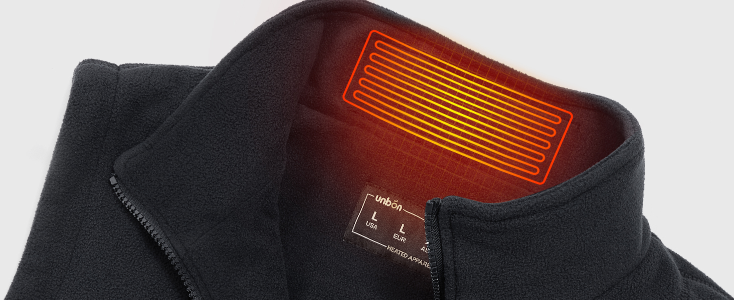 UNBON Грівальна жилетка для чоловіків, флісова жилетка з підігрівом, Powerbank 10000mAh, USB, 3 режими нагріву, 6 зон нагріву, чорний