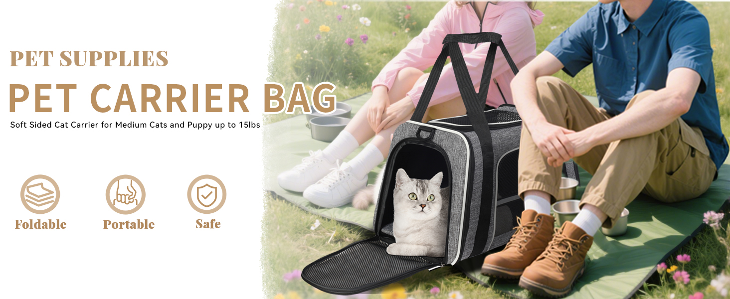 Транспортна сумка для котів HiCaptain, складана, з плечовим ременем, м'яка, для маленьких собак та цуценят до 7 кг (рожева), 46 x 29 x 30 см