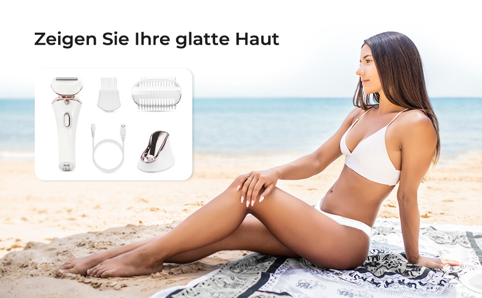 Електричний жіночий епілятор: бездротовий тример для тіла, бікіні, ніг та під пахвами (вологий/сухий)