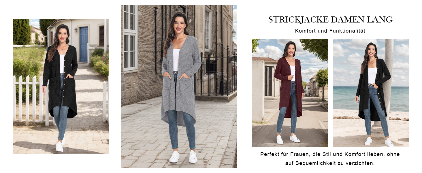 Кардиган жіночий Grecerelle, довгий, легкий, чорний, з ґудзиками та V-подібним вирізом