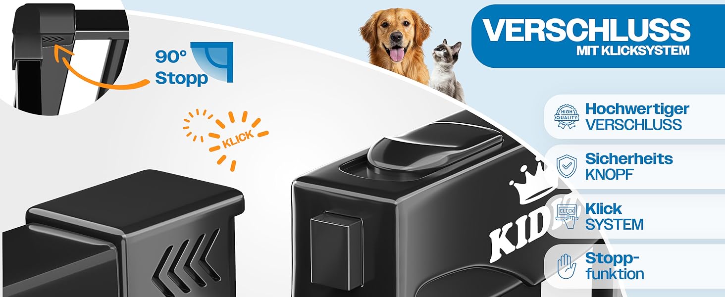 Захисне ворота KIDIZ для дітей з люком для котів, без свердління | Захист від падіння, поворотне, біле/помаранчеве, ширина 74-80 см