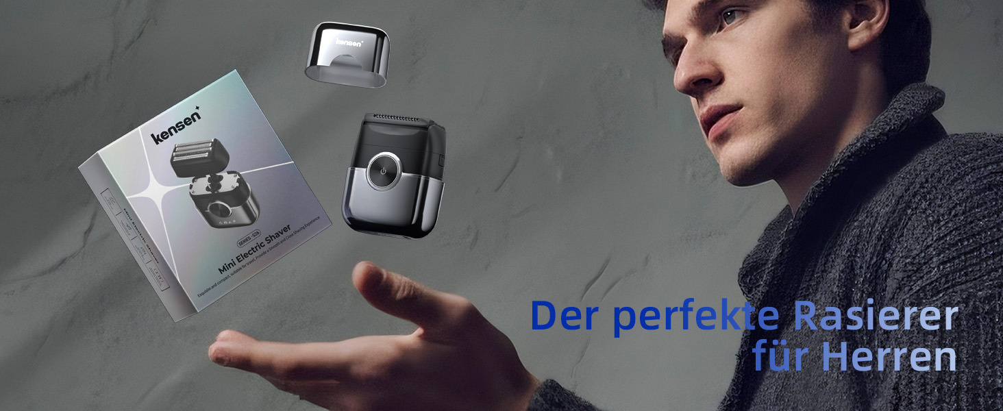 Електробритва чоловіча Kensen Mini Foil Shaver з USB-C зарядкою, водонепроникна, для сухого гоління бороди та обличчя, срібляста