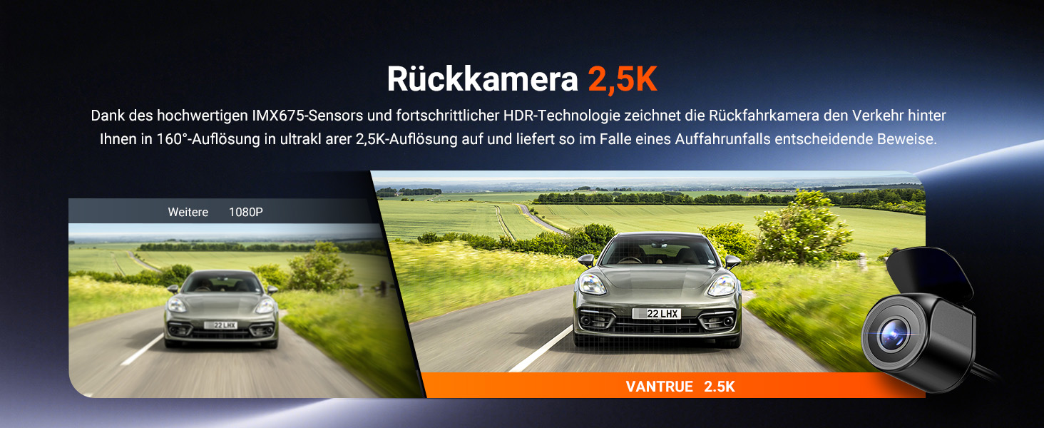 Автомобільний відеореєстратор VANTRUE N4S 3-канальний (2.7K+2.5K+1440P), STARVIS 2 HDR, нічна зйомка, 5GHz Wi-Fi, GPS, 24г паркування, G-сенсор, підтримка 1ТБ, для авто