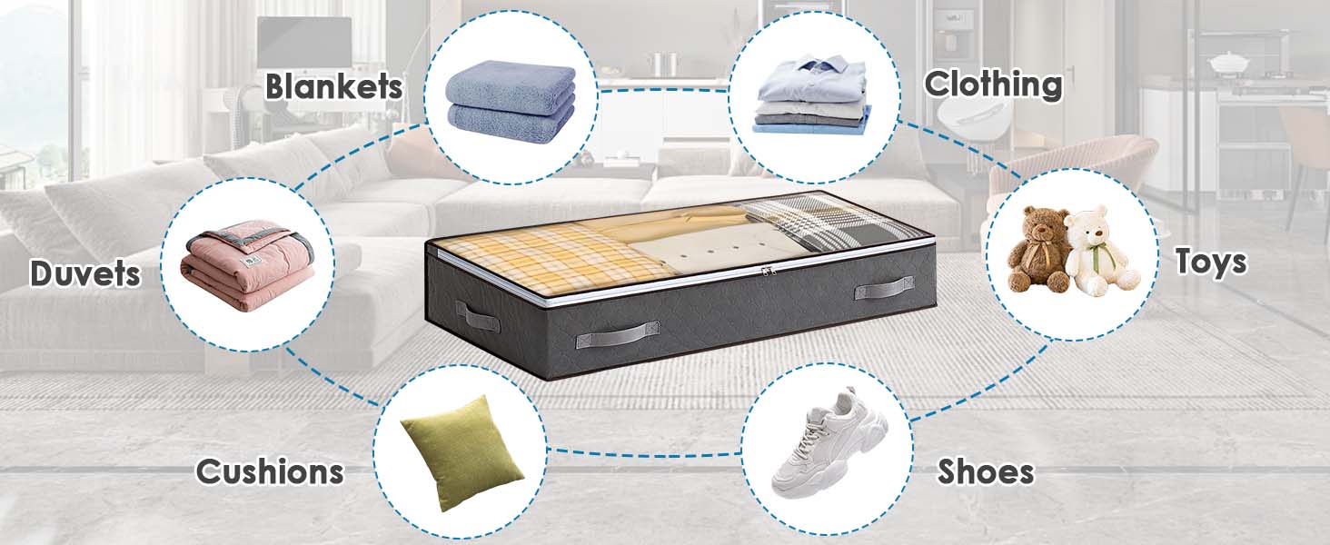 Комод під ліжко Boic, 2 шт., 60 л, для зберігання постільної білизни та одягу, з кришкою, складний, велика коробка для зберігання