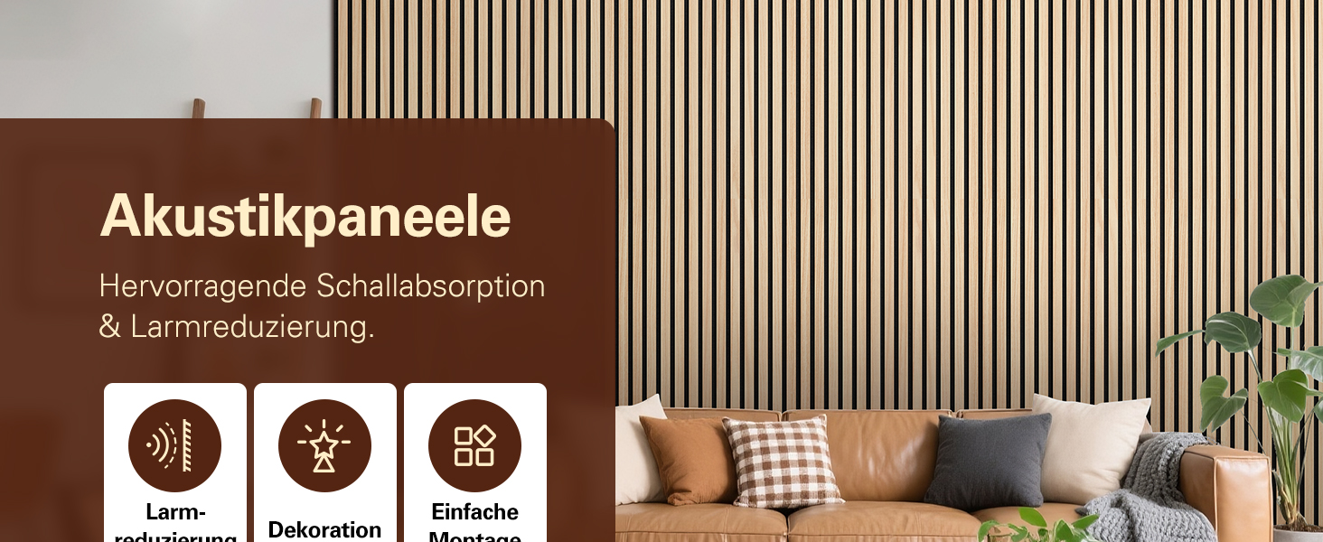 Акустичні панелі з натурального шпона дуба, самоклеючі (набір 2 шт, 100x52 см) для шумоізоляції та декору стін у вітальні, офісі та спальні