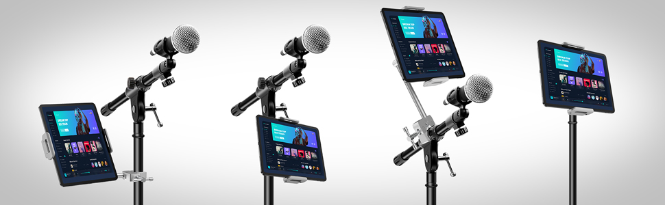 Тримач для iPad з мікрофоном Elitehood: регульований, 360° обертання, сумісний з iPad Pro, Air, Mini та іншими пристроями (4-12.9