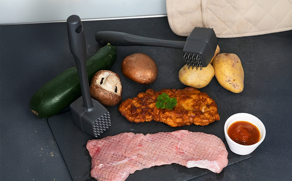 Westmark Steakmaster Black Edition: двосторонній молоток для м'яса та стейкер для приготування стейків, барбекю та грилю. Важкий молоток для м'яса, антрацитового кольору.