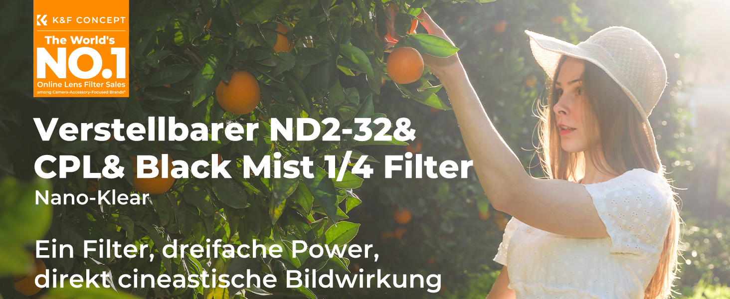 Фільтр K&F Concept 77mm 3-в-1: поляризаційний, ND2-ND32, Black Mist з 28-шаровим покриттям Nano-Klear