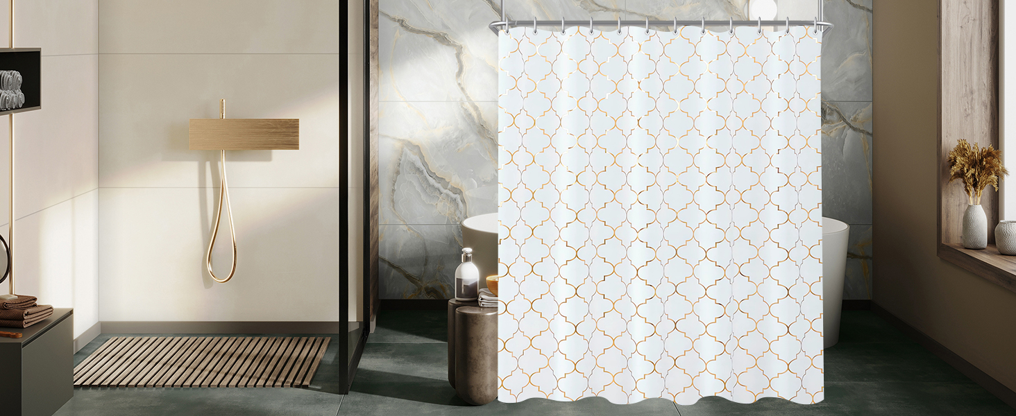 Штора для душу 180x200 см Phnom Penh Квіти, антигрибкова, водовідштовхувальна, поліестер, з кільцями (1 шт)