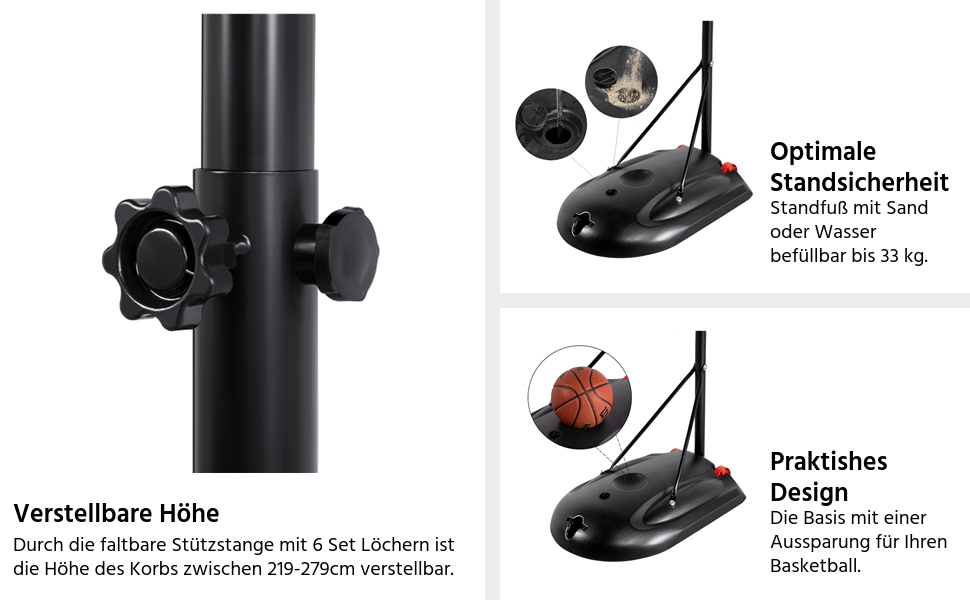 Yaheetech Adjustable Basketball Stand with Wheels - Outdoor Basketball Hoop System
