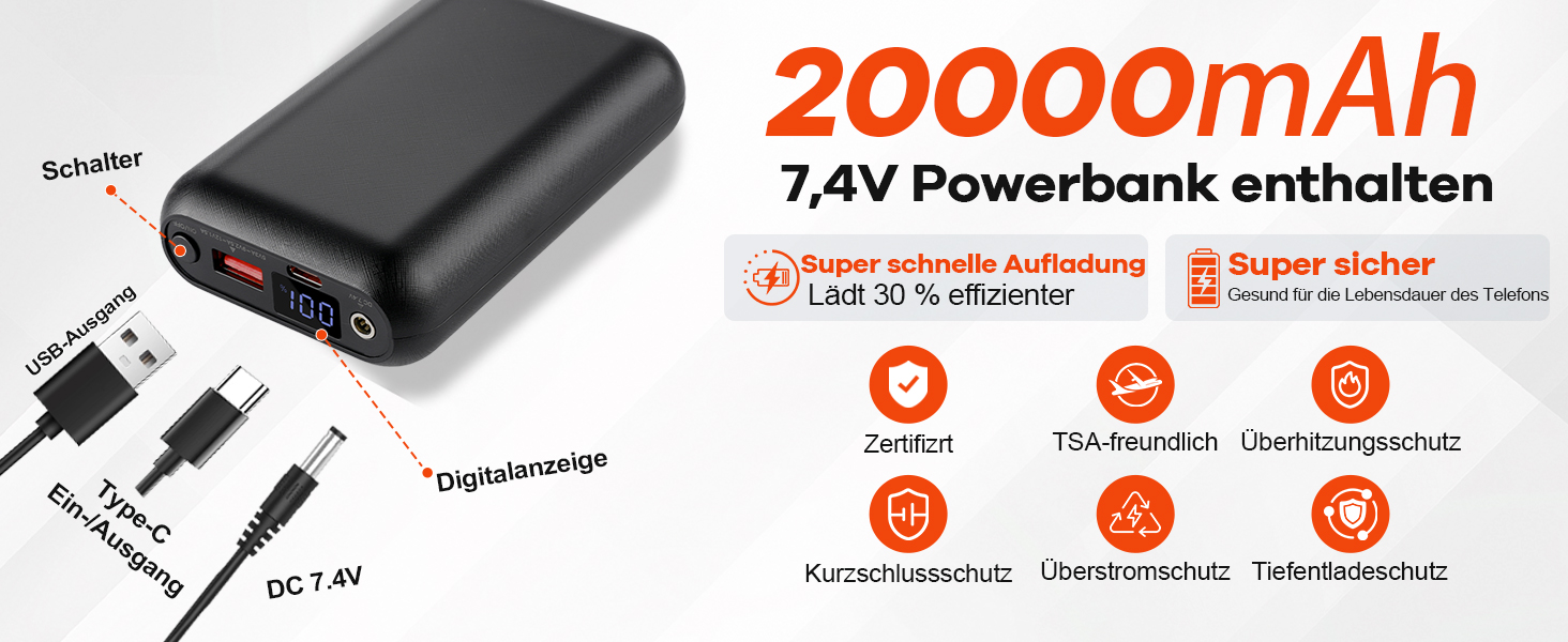 Обогреваемая жилетка для мужчин с PowerBank 20000mAh, 7.4V, флісова підкладка, 3 режими, для повсякденного використання, чорний