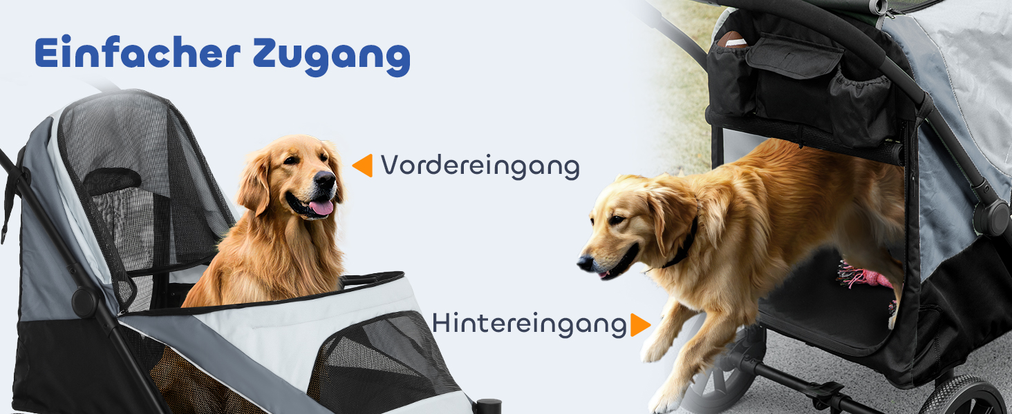 PawHut Візок для собак та котів, складний, до 30 кг, сірий (124 x 67 x 100 см)