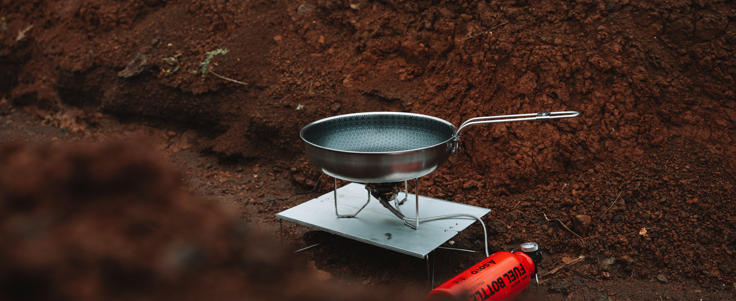 Набір посуду для кемпінгу Campo Libre Enzo I з нержавіючої сталі (6 або 8 предметів) | Індукційний посуд для кемпінгу | Посуд для приготування їжі на відкритому повітрі | Каструля, сковорода 24 см