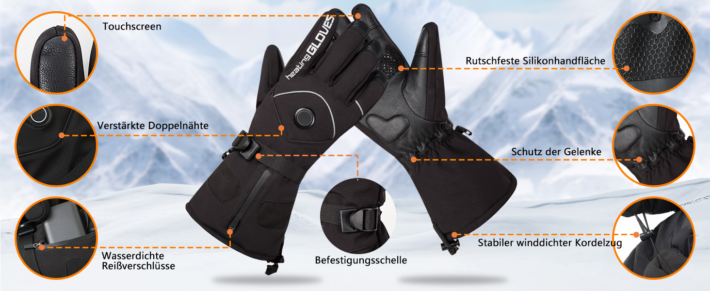 Грілки для рук жіночі та чоловічі з акумуляторами 6000mAh, 3 режими, водонепроникні, сенсорні, для катання на лижах, піших прогулянок та велоспорту (L)